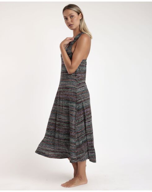 Robe de nuit dos nu à pois multicolore