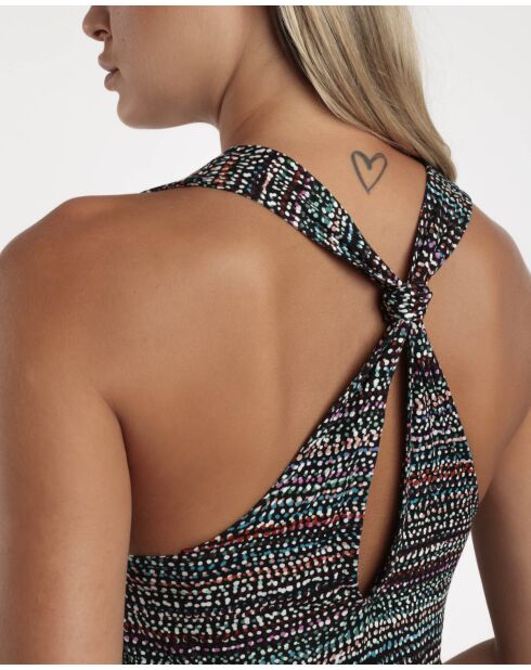 Robe de nuit dos nu à pois multicolore
