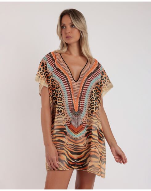 Vestido caftán de piel Safari