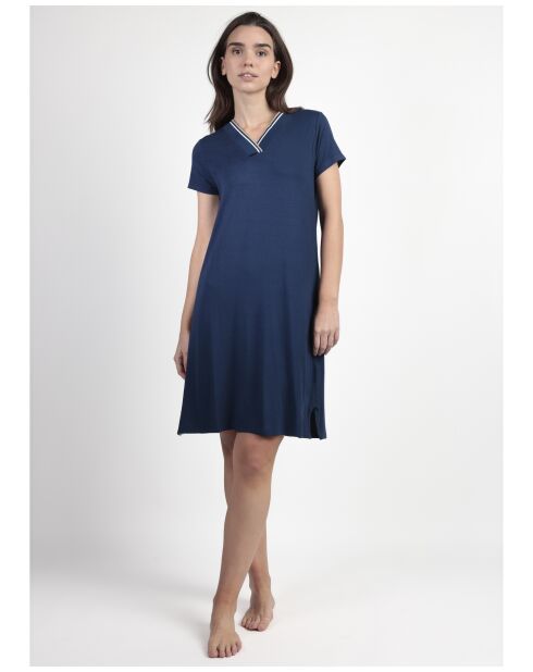 Marineblauwe luxe sportjurk met V-hals en B-hals