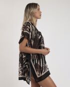 Elegante kaftanjurk skin D zwart/bruin