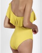 Maillot de bain avec bonnets à volants latéraux jaune