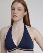 Marineblauer, rückenfreier, luxuriöser 2-teiliger Sport-Badeanzug