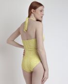 Maillot de bain dos nu avec foulard jaune