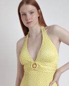Maillot de bain dos nu avec foulard jaune