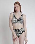 2-teiliger Badeanzug mit schwarzen Blättern