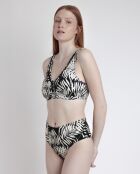 2-teiliger Badeanzug mit schwarzen Blättern