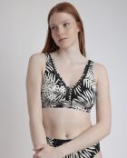 2-teiliger Badeanzug mit schwarzen Blättern