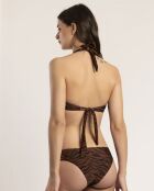Halter Savage Me 2-teiliger Badeanzug mit braunem Hintergrunddruck
