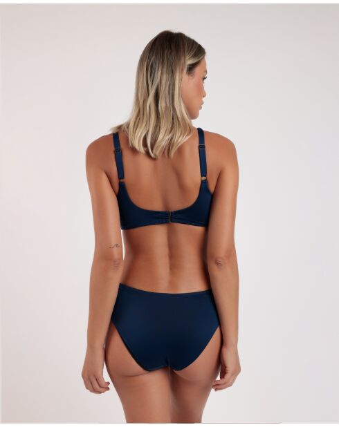 Costume da bagno 2 pezzi in foglia d'oro blu scuro
