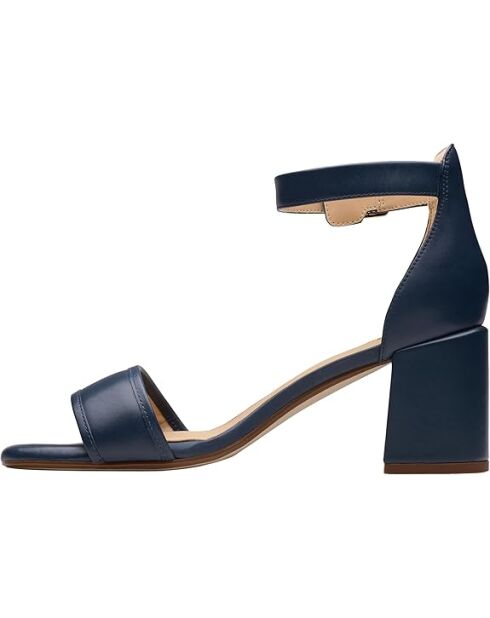 Sandalias Ezoria Mae de piel azul marino - Tacón 7cm