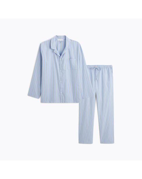 Pyjama long en coton Gaspard ciel