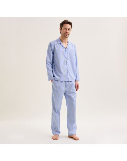 Pyjama long en coton Gaspard ciel