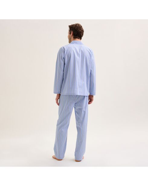 Pyjama long en coton Gaspard ciel
