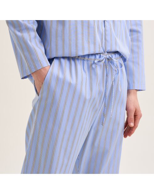 Pyjama long en coton Gaspard ciel