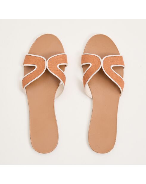 Chaussons Mules lin mélangé terracotta