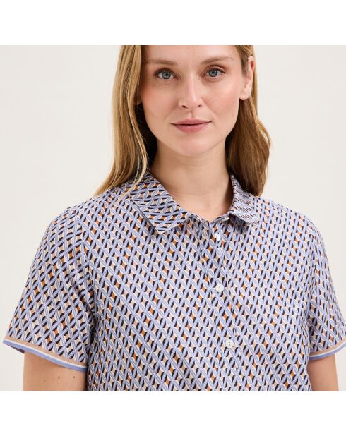 Chemise de nuit en coton Camille bleue