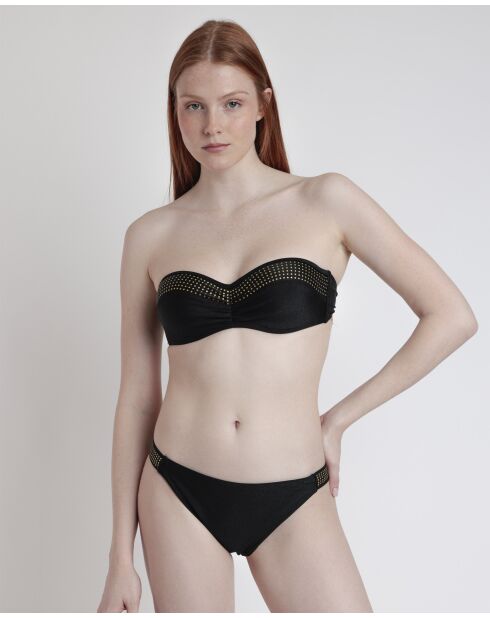 Costume da bagno 2 pezzi con fascia da spiaggia in stile punk nero