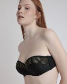 2-teiliger Badeanzug mit schwarzem Punk-Strandband