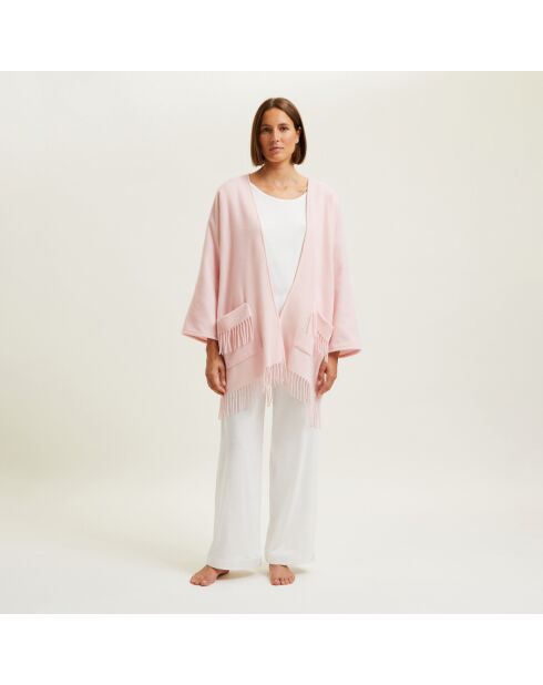 Poncho en laine Eponyme rose