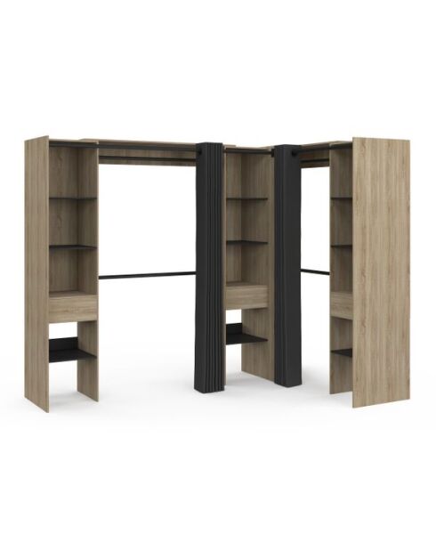 Dressing Justine d'angle XXL effet bois - 230x140x180 cm