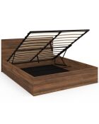 Lit coffre Sicilia effet bois noyer - 160x200cm