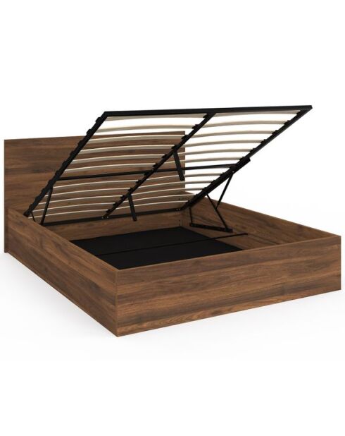 Lit coffre Sicilia effet bois noyer - 160x200cm