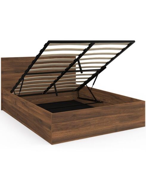Lit coffre Sicilia effet bois noyer - 140x190cm