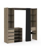 Dressing Justine extensible 120 - 180cm double colonne 5 tiroirs effet bois - 120/180x50x180 cm