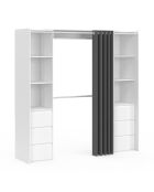 Dressing Justine extensible 120 - 180cm double colonne 6 tiroirs blanc/gris - 120/180x50x180 cm