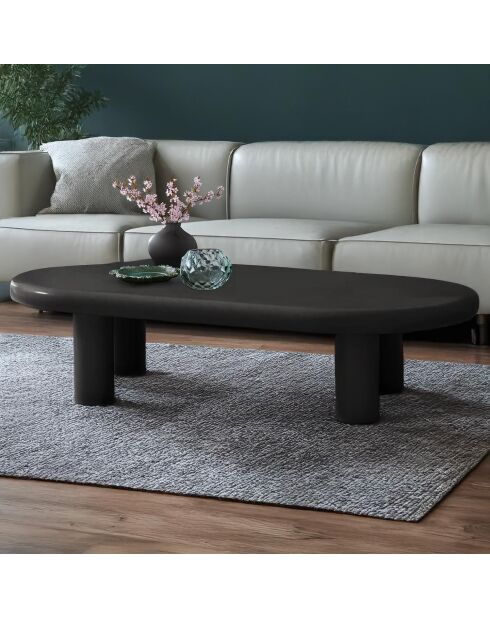 Mesita redonda con patas de columna Roady negras - 160x40x40 cm