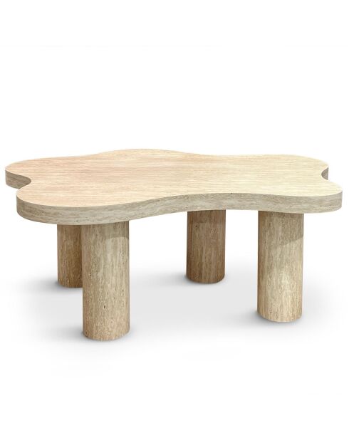 Mesita Lagoon Cloud efecto travertino beige - 100x69x39,5 cm