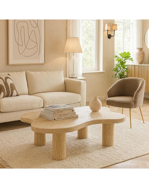 Mesita Lagoon Cloud efecto travertino beige - 100x69x39,5 cm