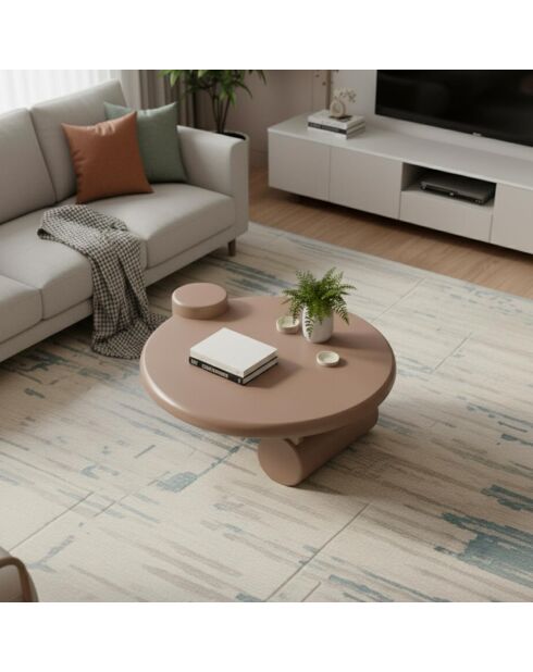 Asymmetrische ronde salontafel Yang taupe - 100x90x40 cm