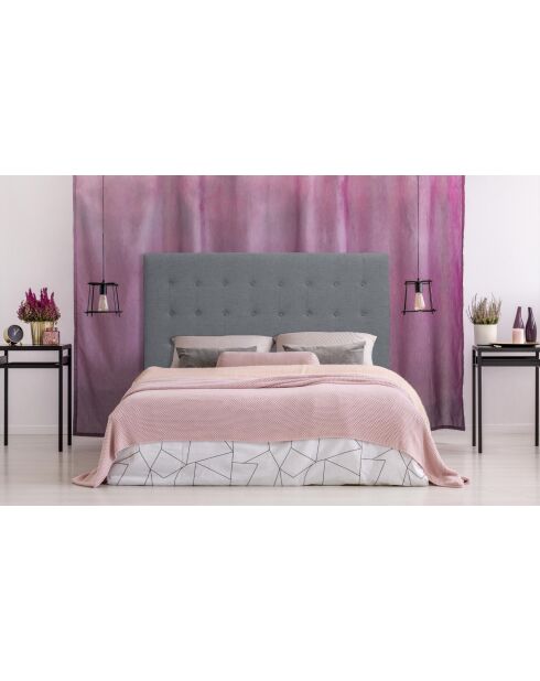 Tête de lit Luxor tissu gris - 160x8x120 cm