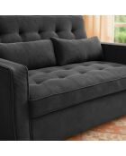 Divano letto Komaria nero a 2 posti in velluto a coste - 133x94x87 cm