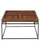 Quadratischer Couchtisch mit reversibler, unterteilter Platte Duplix Haselnussholz - 80x80x45 cm