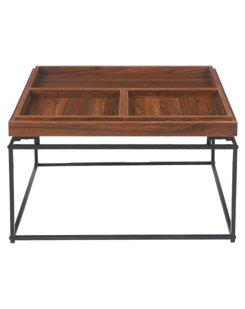 Quadratischer Couchtisch mit reversibler, unterteilter Platte Duplix Haselnussholz - 80x80x45 cm