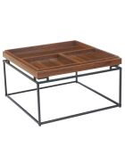 Quadratischer Couchtisch mit reversibler, unterteilter Platte Duplix Haselnussholz - 80x80x45 cm