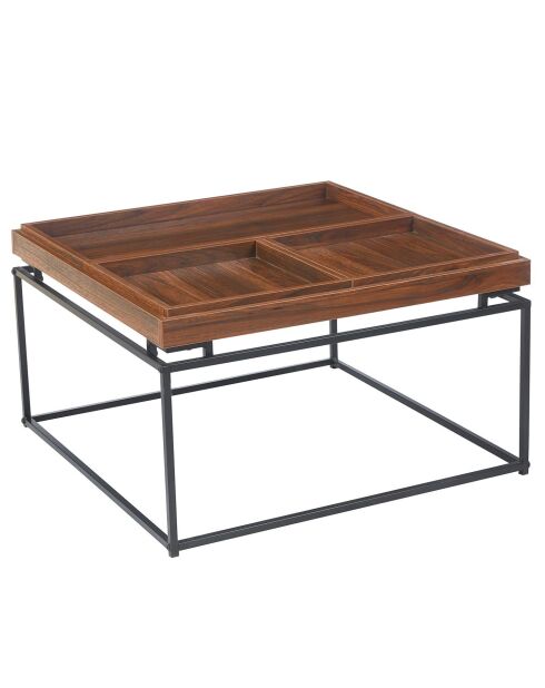 Quadratischer Couchtisch mit reversibler, unterteilter Platte Duplix Haselnussholz - 80x80x45 cm