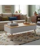 Bergen Skandinavischer Couchtisch weiß und Holz - 95x50x35 cm