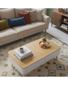 Bergen Skandinavischer Couchtisch weiß und Holz - 95x50x35 cm