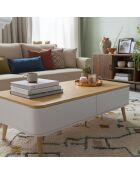 Bergen Skandinavischer Couchtisch weiß und Holz - 95x50x35 cm