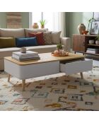 Bergen Skandinavischer Couchtisch weiß und Holz - 95x50x35 cm