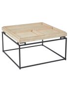 Mesita cuadrada con tapa compartimentada reversible Duplix Beige efecto travertino - 80x80x45 cm