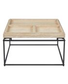 Mesita cuadrada con tapa compartimentada reversible Duplix Beige efecto travertino - 80x80x45 cm