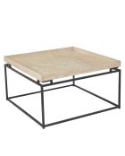 Mesita cuadrada con tapa compartimentada reversible Duplix Beige efecto travertino - 80x80x45 cm