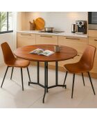 Cokelio 3-teiliger faltbarer runder Tisch aus Haselnussholz - 120x120x75 cm