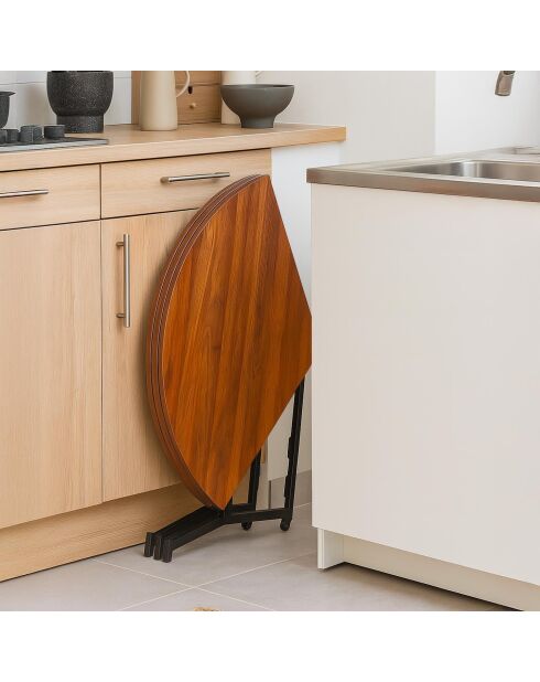 Cokelio 3-teiliger faltbarer runder Tisch aus Haselnussholz - 120x120x75 cm