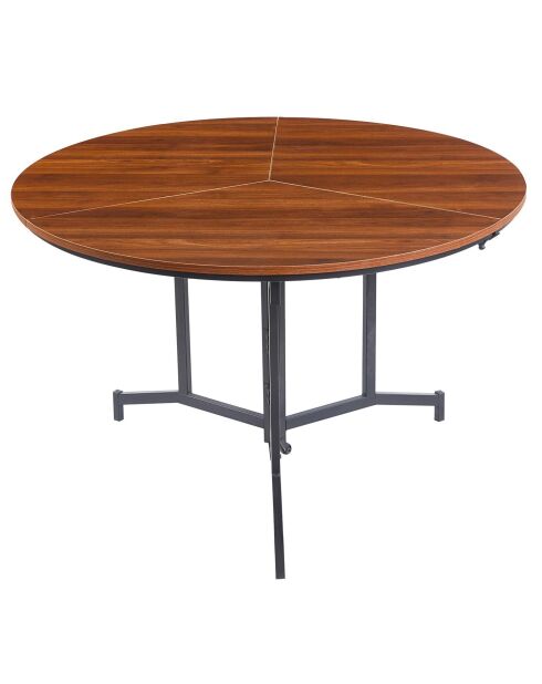 Cokelio 3-teiliger faltbarer runder Tisch aus Haselnussholz - 120x120x75 cm